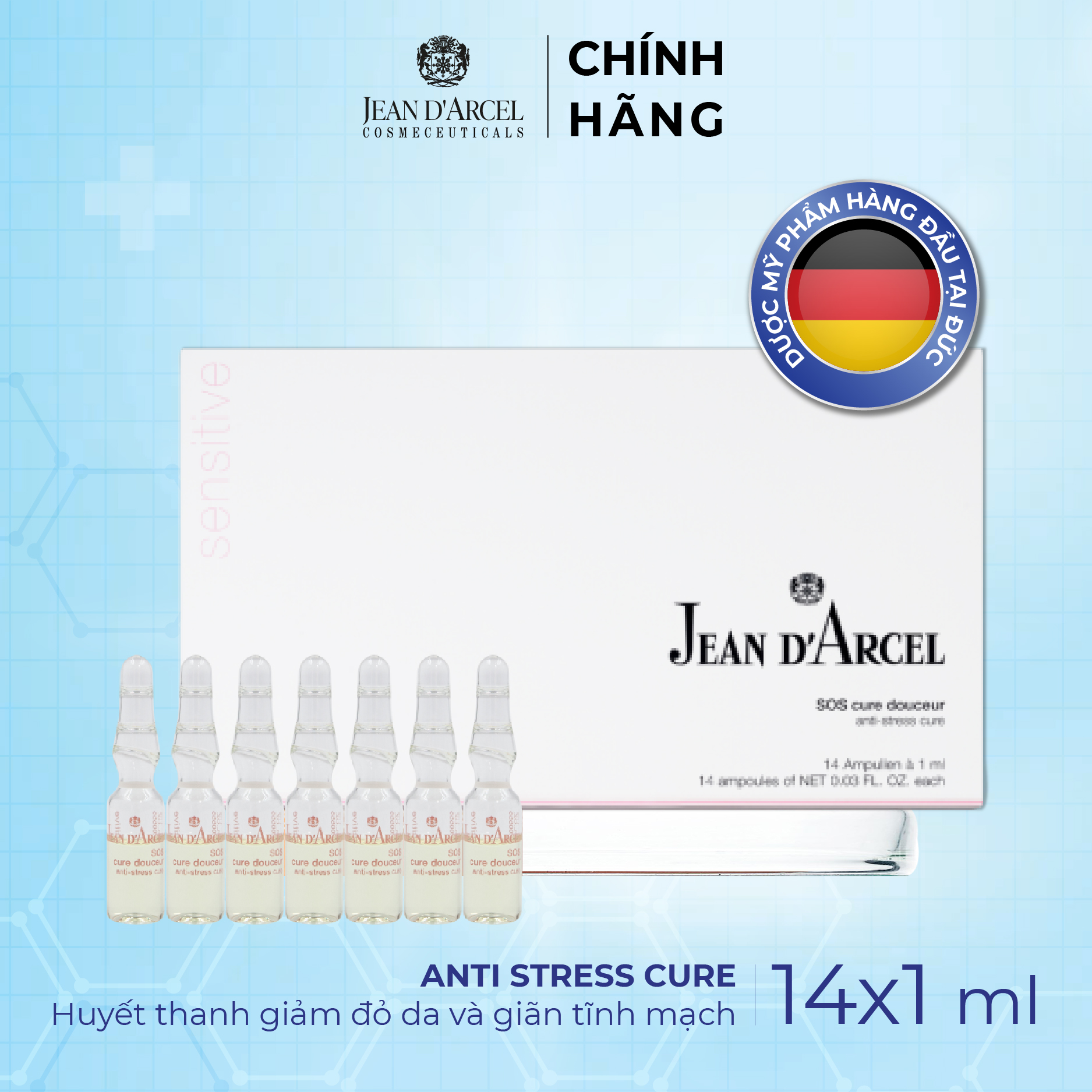 J131 Huyết thanh giảm đỏ da và giãn tĩnh mạch Sensitive - Anti-Stress Cure14x1ml - JDA