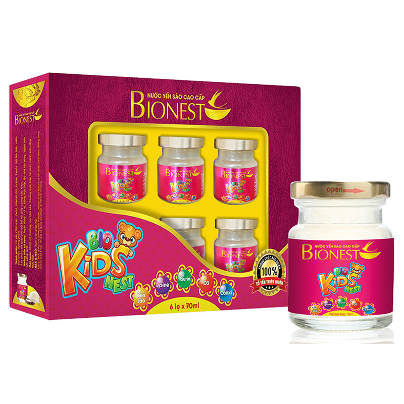 Hộp Yến sào Bionest Kids cao cấp cho bé biếng ăn - hộp 6 lọ