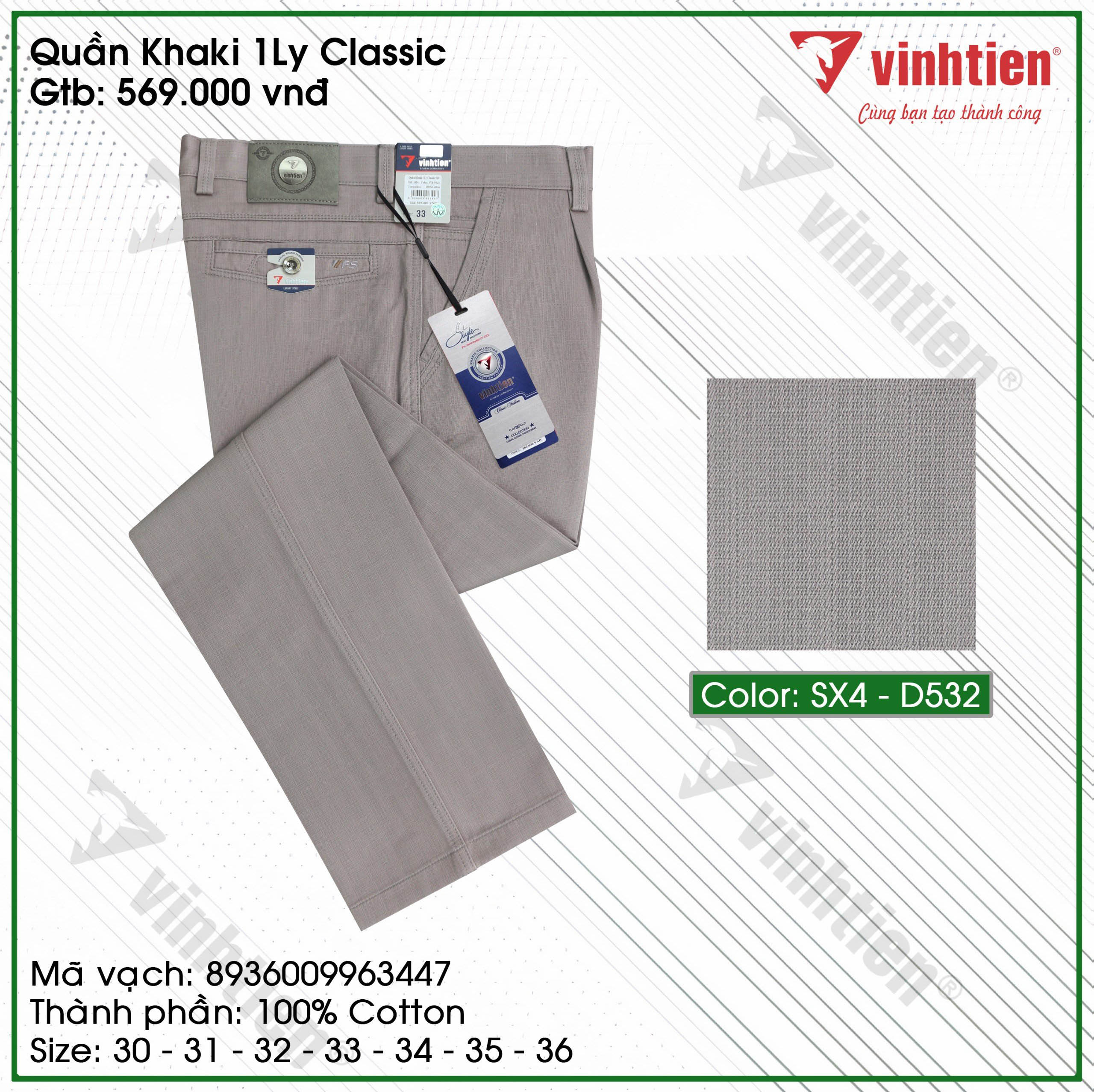Quần KaKi Trung Niên 1Ly Classic 569 Vĩnh Tiến - Nhiều Màu