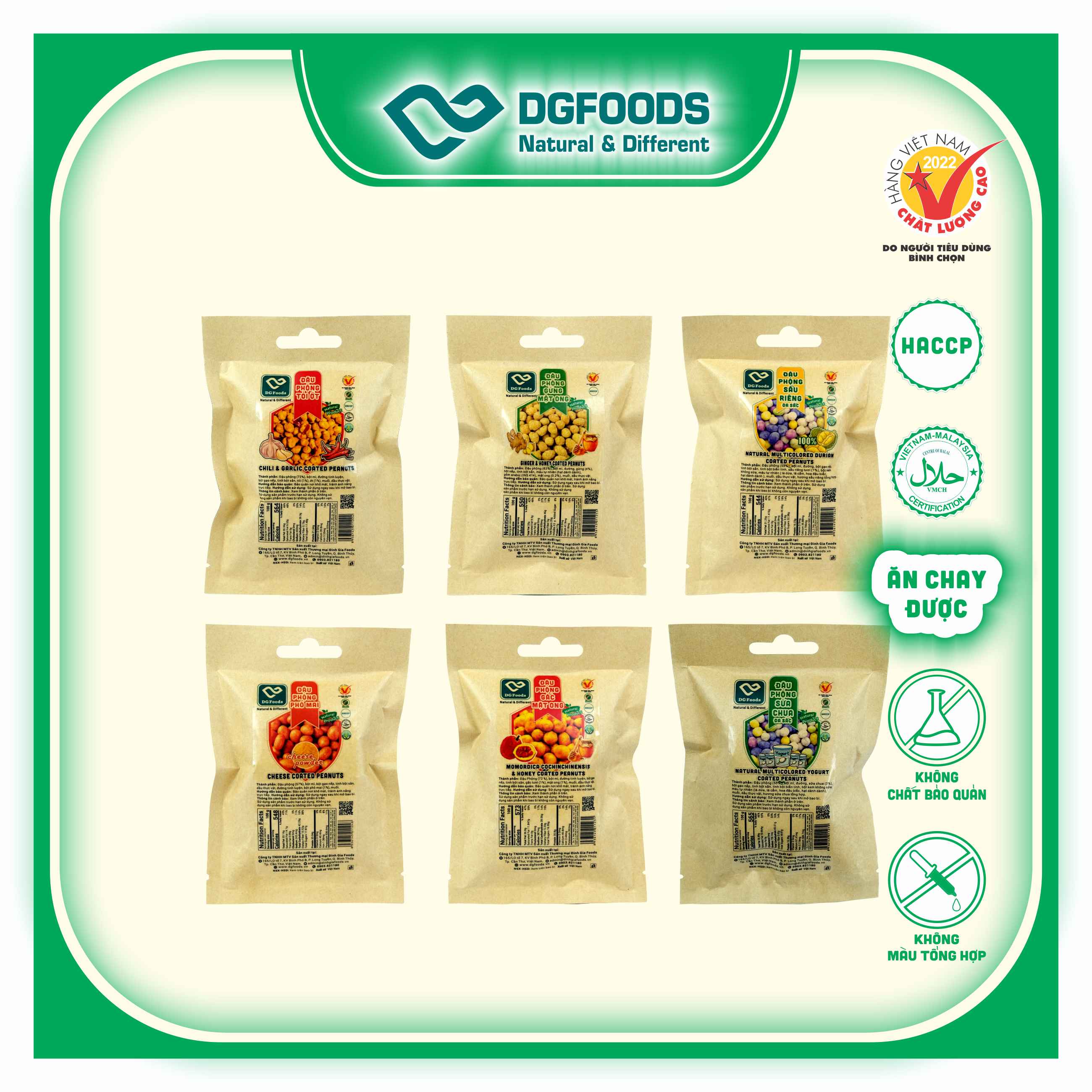 Đậu Phộng Gừng Mật Ong Dgfoods 35g/ Horeca, HVNCLC, Haccp, Halal, Ăn chay, Ăn kiêng, Đặc sản Cần Thơ