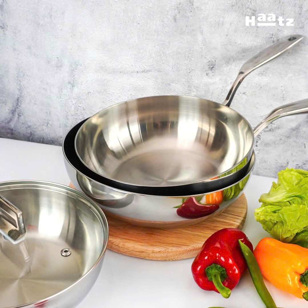 Chảo Sâu Lòng 20cm Inox 316 Nguyên Khối 3 Lớp Haatz HYP920, Dùng Cho Mọi Loại Bếp - Hàng Chính Hãng