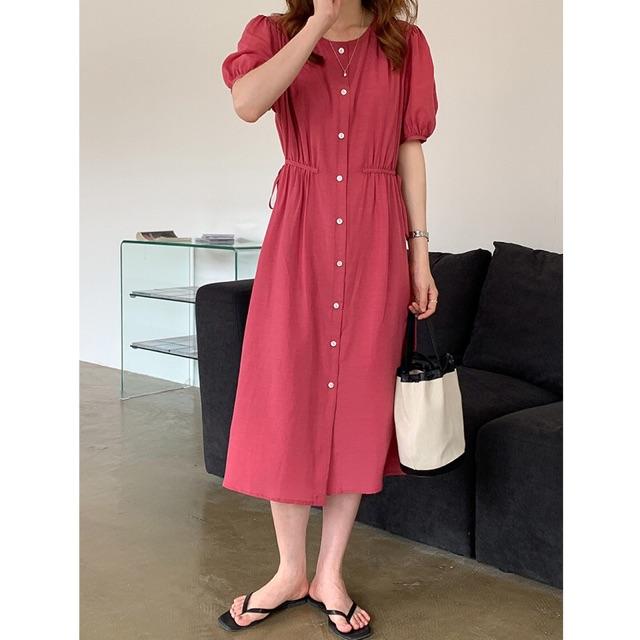 Váy nhún dáng dài babydoll cá tính, chất liệu thô lụa thoáng mát