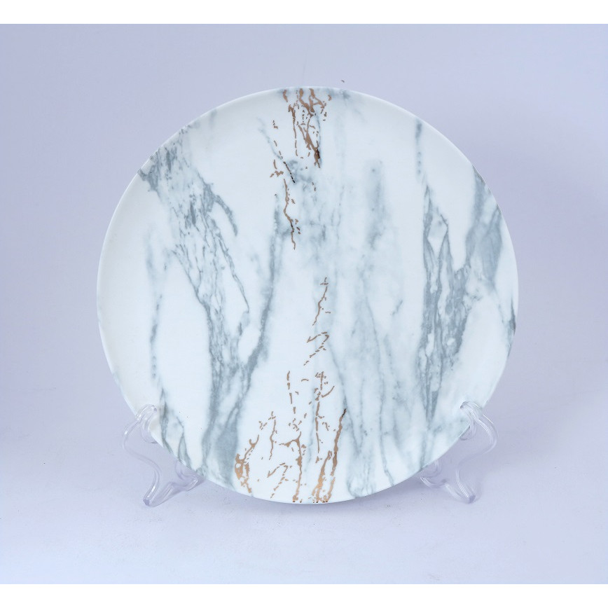 Đĩa tròn 26cm gốm sứ cao cấp họa tiết vân đá vàng phong cách hiện đại sang trọng MARBLE GOLD 5477DL