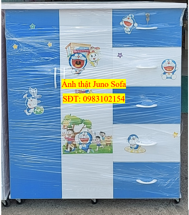Tủ áo trẻ em nhựa loại tốt Jang Mi 1m05 x 1m2 x 45 cm - 2 cánh 5 ngăn
