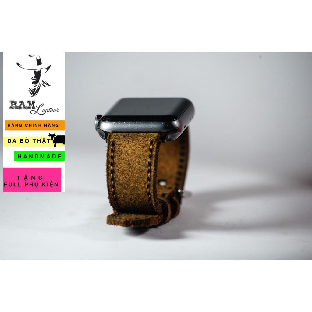 Dây đồng hồ RAM Leather da bò lộn nâu đậm - RAM classic 1960