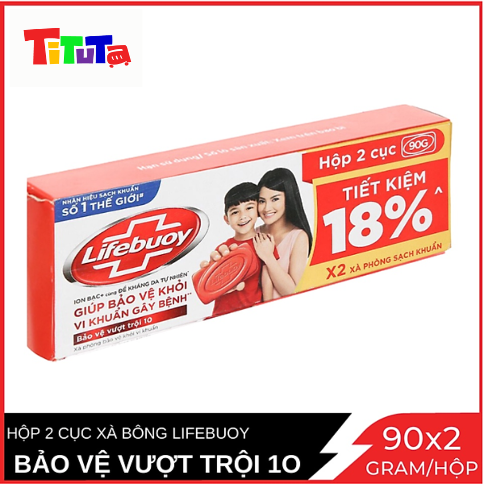 Hộp 2 Cục Xà Bông Lifebuoy Bảo Vệ Vượt Trội 10 90Gx2