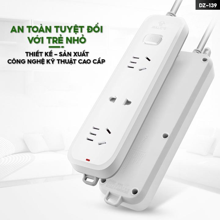 Ổ Cắm Điện 3 Ổ Cắm Tròn Dẹp Đa Năng Kèm Theo 2 Cổng Usb Dây Dài 1.5 Mét DZ-139