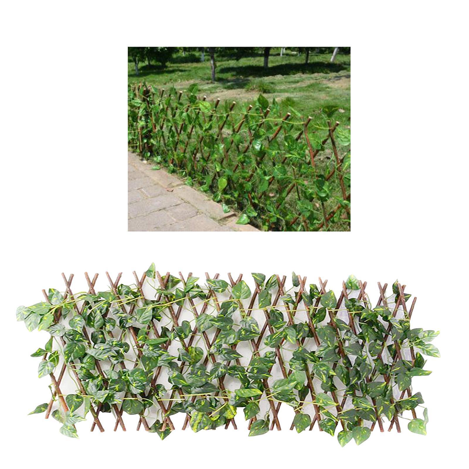 Garden Fence Walls Screen Expandable Faux Wood Plant for Home Garden Outdoor