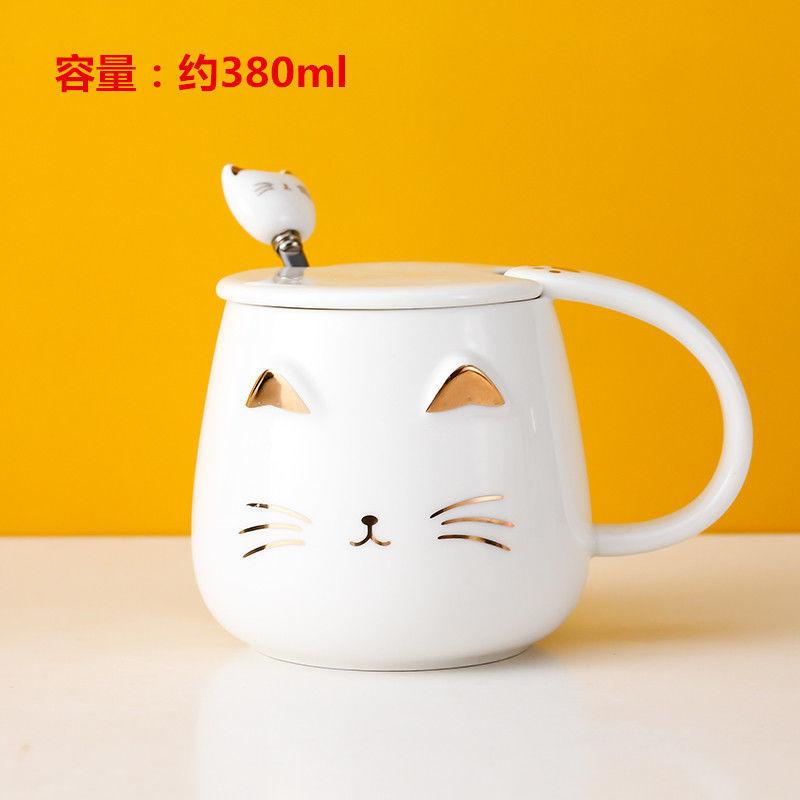 Món Quà Sinh Nhật Tốt Nhất Cốc Sáng Tạo Mèo Hoạt Hình Cốc Sứ Có Nắp Thìa Cốc Nước Bé Gái In Hàn Quốc Cốc Cà Phê