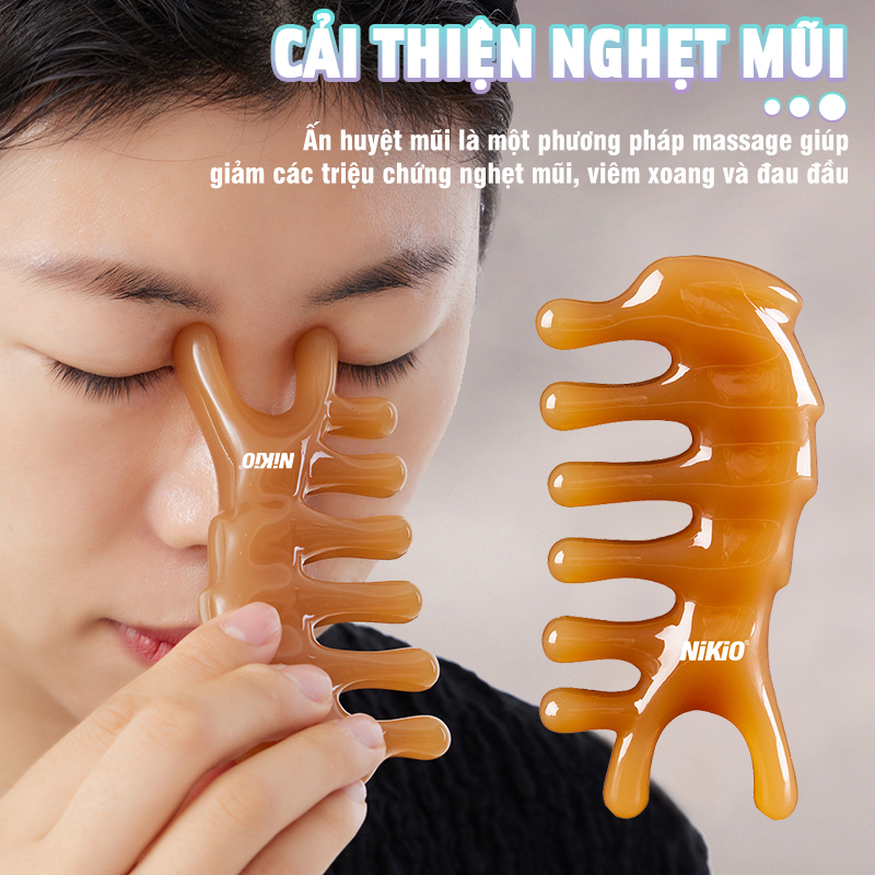 Lược massage kinh tuyến, massage da đầu Nikio NK-03C2 - Chăm sóc thư giãn đầu óc, Massage các huyệt bị trên mặt