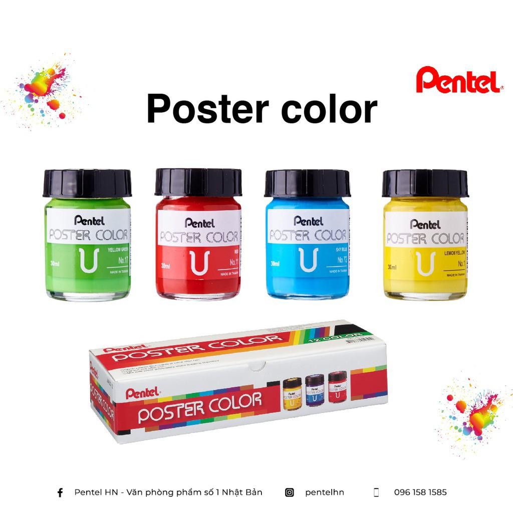 Màu Nước Poster Pentel WPU2-12 Màu Vẽ | Màu Bột Nước Vẽ Được Mọi Chất Liệu| An Toàn Cho Người Dùng
