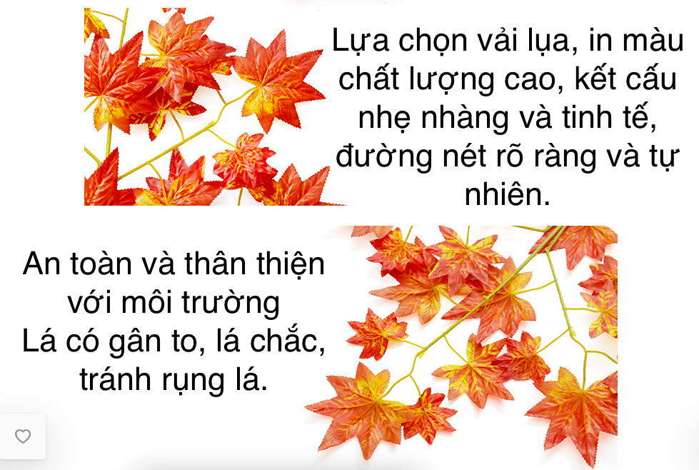 Bó 12 Cành lá Phong Đỏ Giả lá to Làm Cây Phong Giả 3 nhánh, 15 lá to nhỏ khác nhau, cao 65-70cm