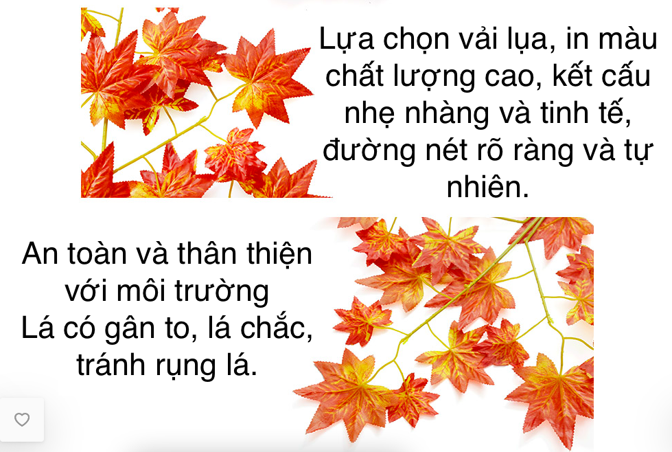 Combo 10 Cành lá phong đỏ, phong xanh - Cành lá giả làm cây phong
