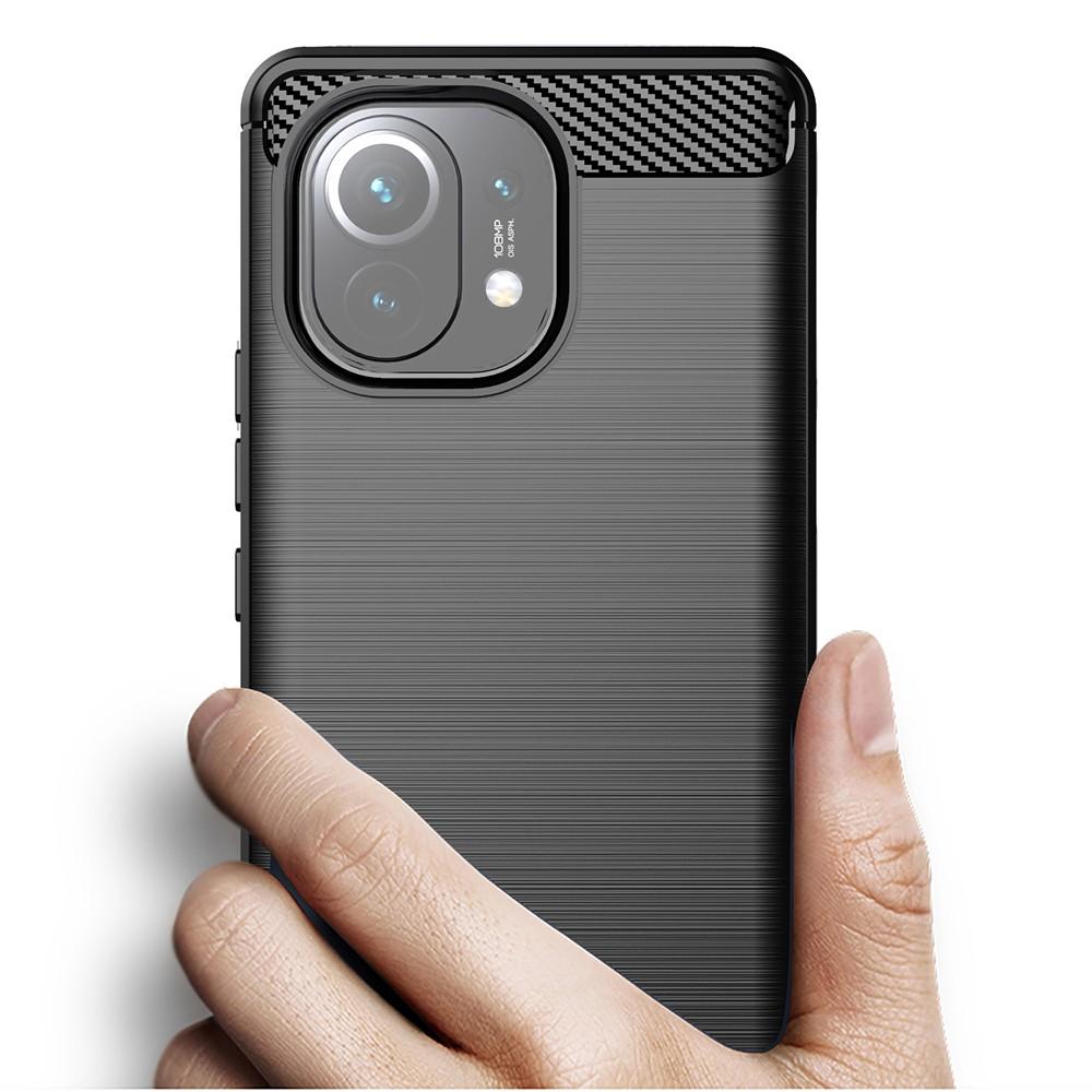Ốp lưng cho Xiaomi Mi 11 dẻo Cacbon phay xước chống sốc chống vân tay