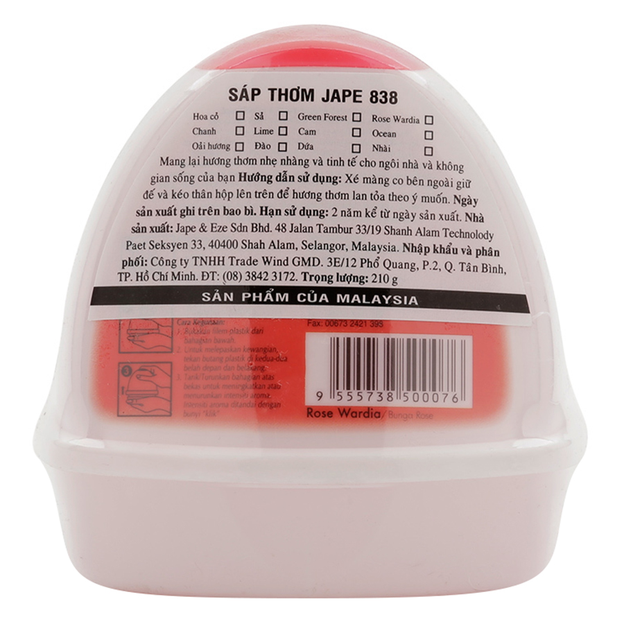 Sáp Thơm Jape 838 Gel Hương Rose Wardia (210g)