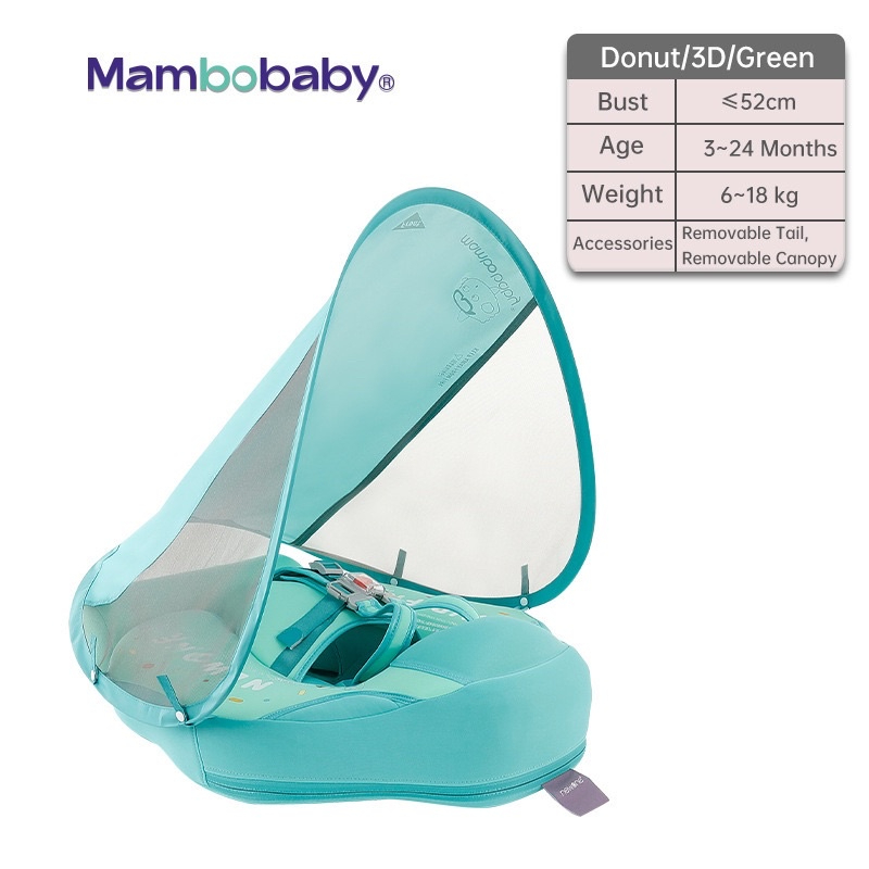 Phao bơi chống lật Mambobaby, phao bơi cho trẻ sơ sinh từ 3-18 tháng có mái che chống nắng cao cấp