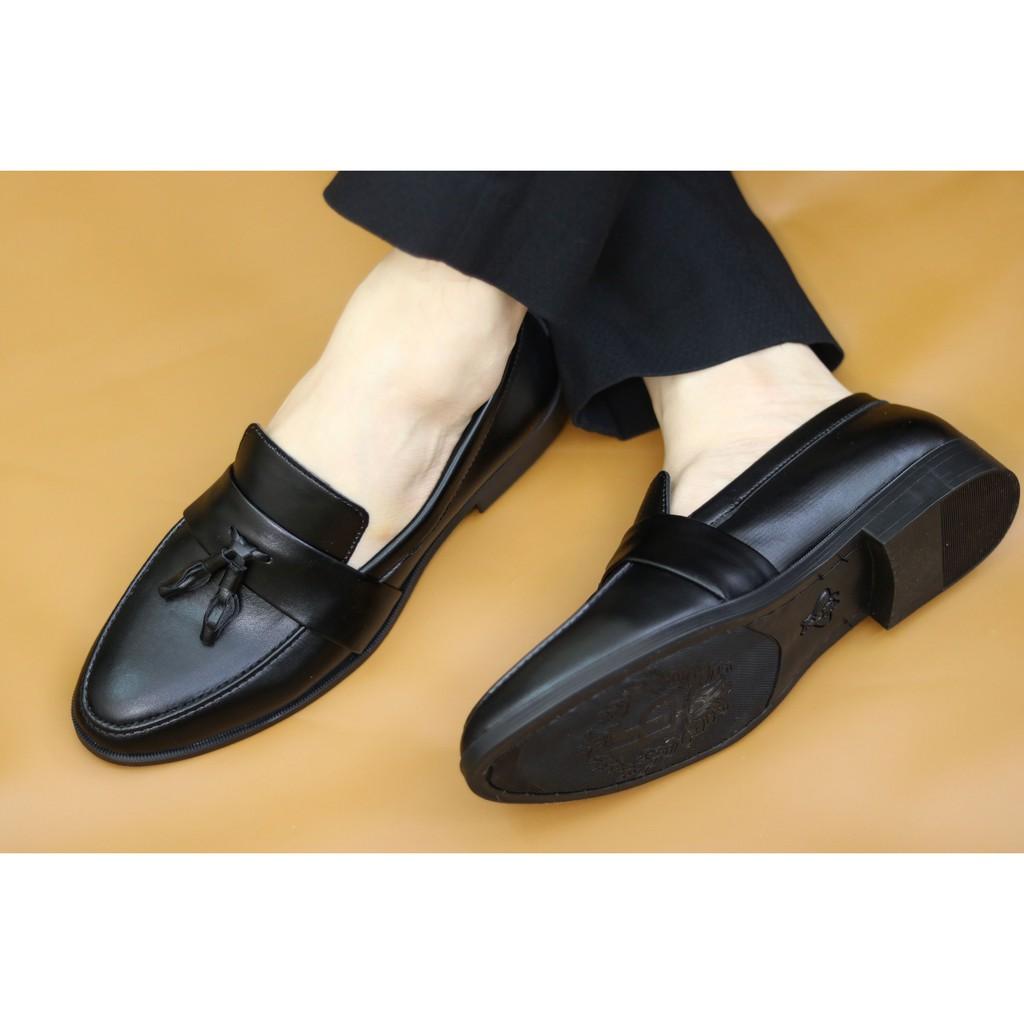 Giày lười da nam - Giày da nam công sở có chuông - Đế cao su non cao 3cm, Mã gc011