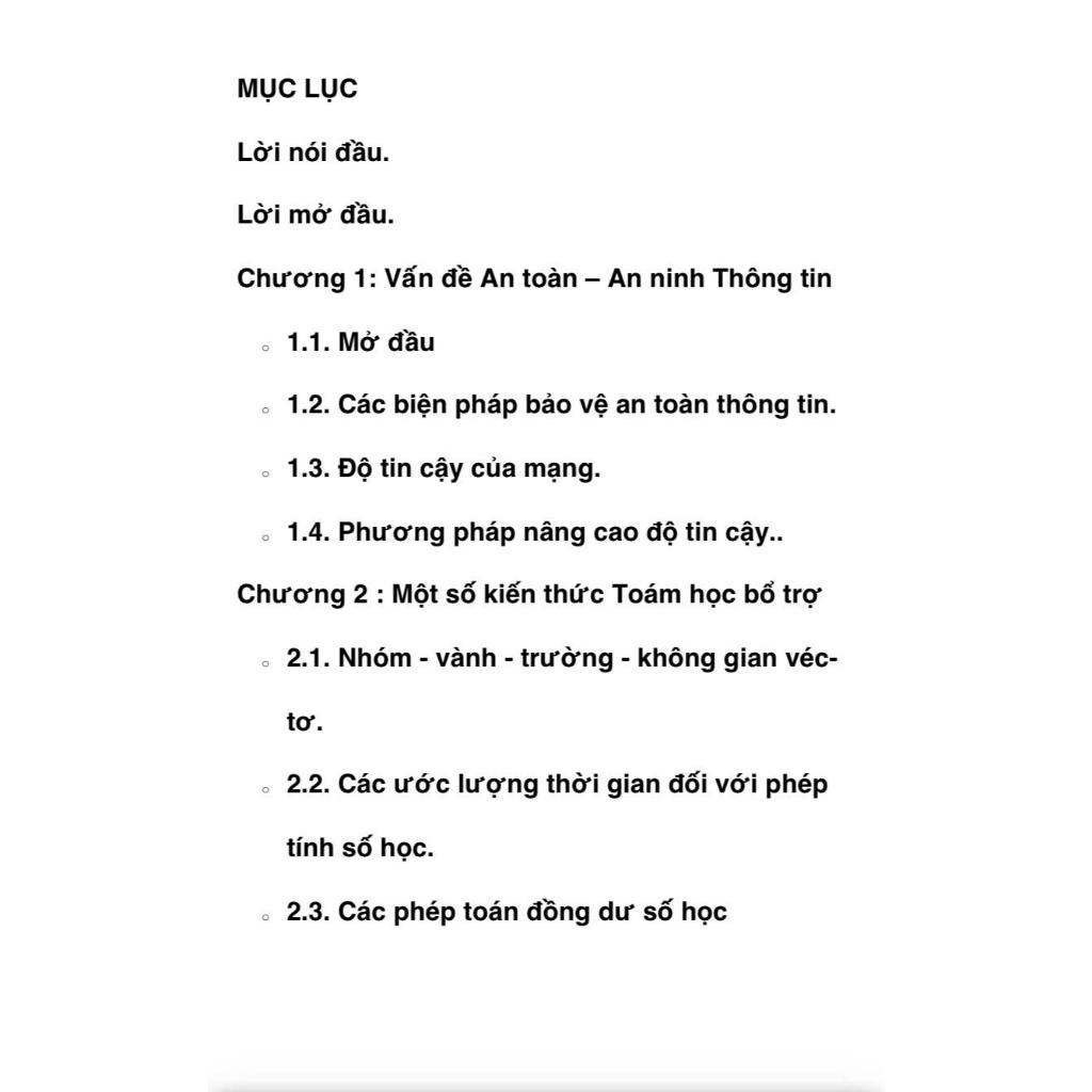 Mật mã và An toàn thông tin - Lý thuyết và Ứng dụng
