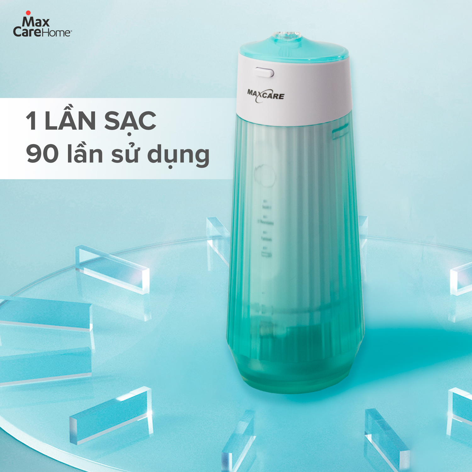 Máy tăm nước cầm tay Maxcare UltraSonic Max456P Phun xoay 360 độ, Nhỏ gọn, Chống nước IPX7, Dung tích 160ml