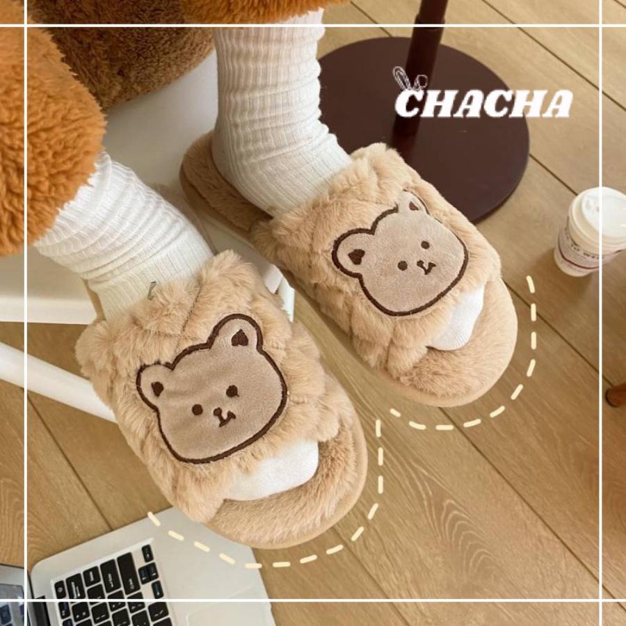 Dép bông hình Gấu nâu Teddy Bear Chacha Sweet đi trong nhà đáng yêu sang trọng siêu ấm siêu êm