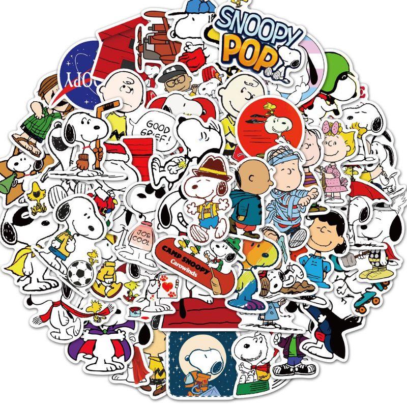 Set 50 sticker hình chú chó Snoopy dễ thương chống thấm nước, bóc dán dễ dàng