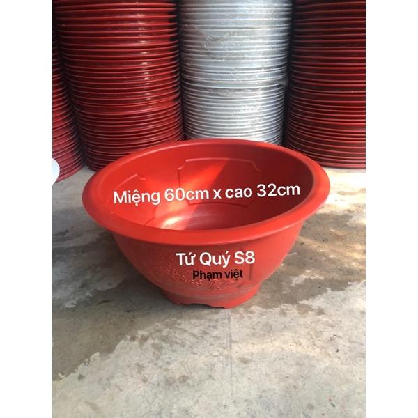 Chậu nhựa tứ quý S8 màu đỏ