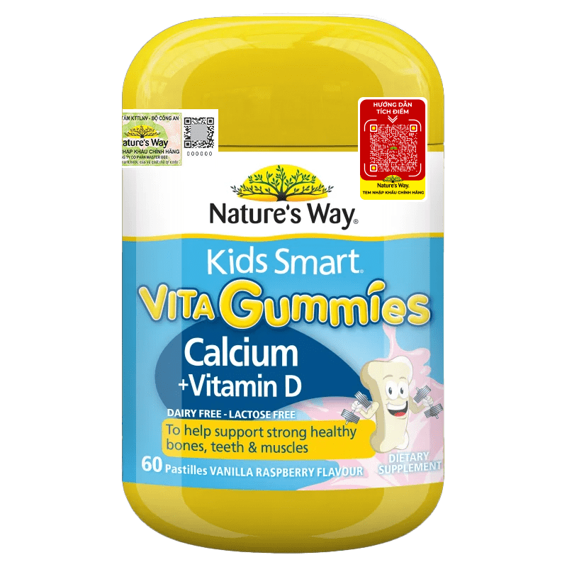 Canxi + Vitamin D cho trẻ 2-11 tuổi Gummies Calcium Vitamin D Nature's Way Úc giúp hỗ trợ xương, răng và cơ bắp khỏe mạnh, cao lớn - OZ Slim Store