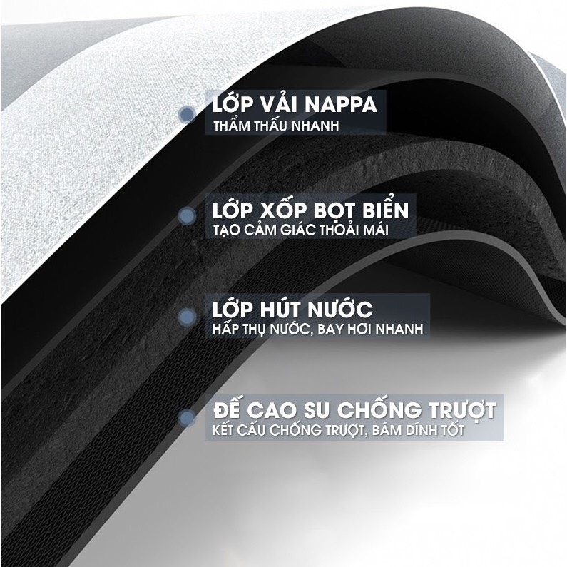Thảm nhà tắm ovan siêu thấm, thảm chùi chân chống trượt nhanh khô, thảm chân silicon decor nhà tắm, nhà bếp G269 - Hàng Chính Hãng