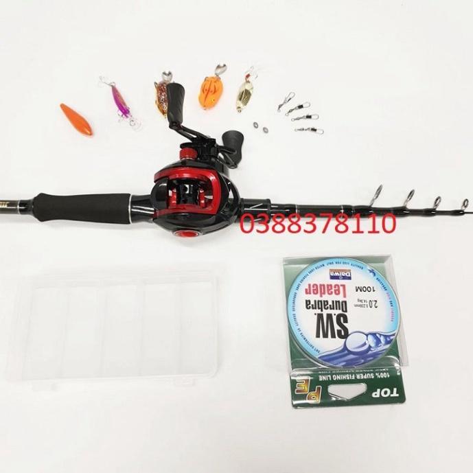 Sale to Combo Lure Ngang ,Bộ Cần Câu Lure Máy Ngang Rút Gọn 60cm Chất Liệu Carbon  - xả hàng tồn