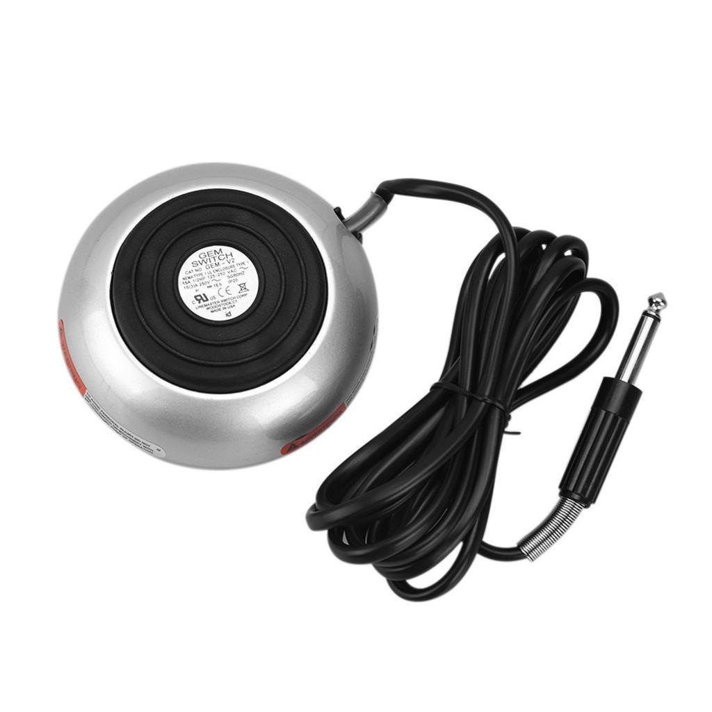 Tattoo Foot Pedal Round Power Supply Switch Controller w/ Silicone Cord Silver