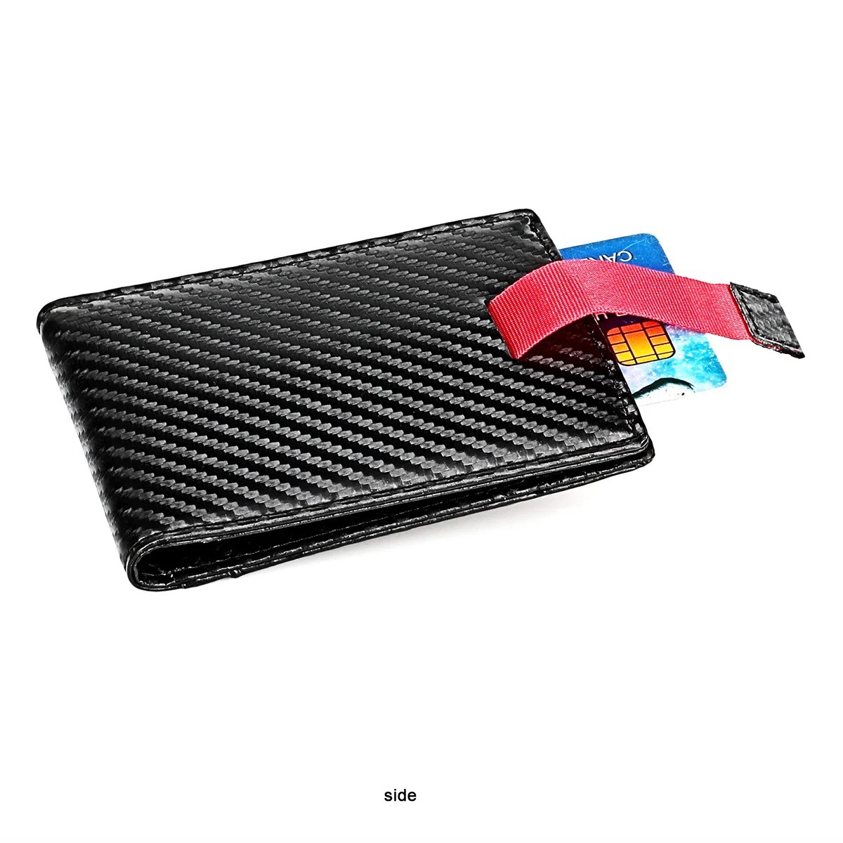 Ví Mỏng  Có Ngăn Đựng Thẻ Có Bảo Vệ RFID, Tối Đa 12 Thẻ, Ví Da Mini, Ví nam và nữ, Nhỏ, Ví, Carbon Đen, Bóp Mini Hiện đại