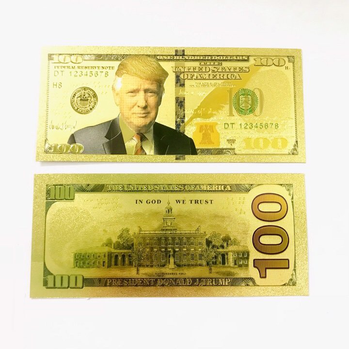 Tờ lưu niệm 100 USD hình Tổng Thống Trump bằng plastic mạ màu vàng, sưu tầm độc lạ, quà tặng bạn bè người thân thú vị - TMT Collection - SP005230