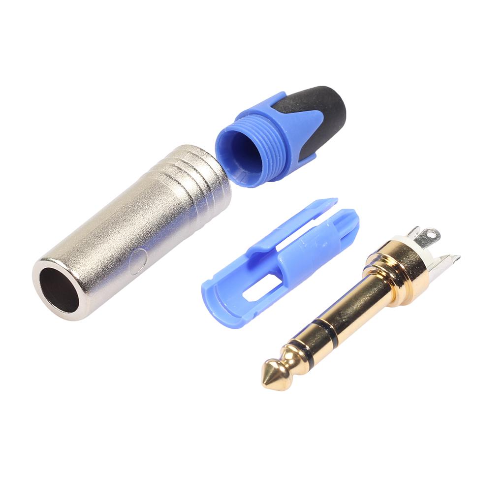 6.35mm Stereo Jack Connector For DIY Audio Soldering Adapter For Microphone