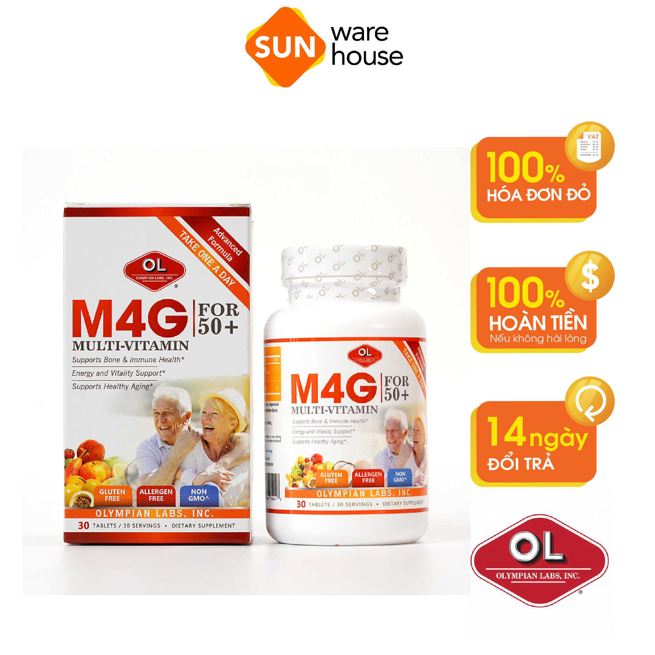 Viên Uống Bổ Sung Vitamin M4G Multi Vitamin For 50+ Cho Người Trên 50 Tuổi Olympian Labs Hộp 30 Viên