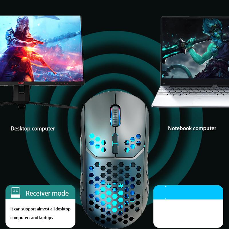 Chuột Không Dây 2.4G Bluetooth-Tương Thích RGB Sạc Chuột Máy Tính Không Dây Im Lặng Mause LED Backlit Công Thái Học