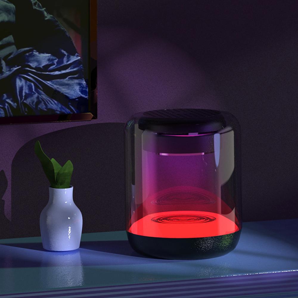 Điện Thoại Di Động Loa Bluetooth Chất Lượng Cao Đèn Nhiều Màu Sắc Không Dây Nhỏ Hộp Âm Thanh Loa Siêu Trầm Di Động Nhà Tác Động Mini Tặng Color: Red