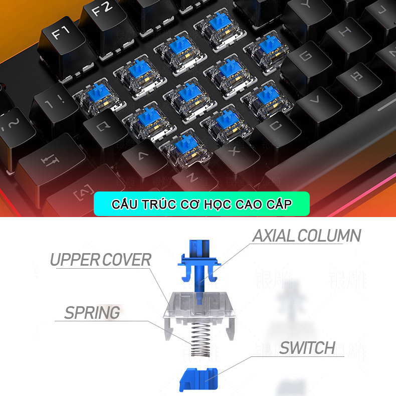 Bàn phím cơ gaming TKL 87 phím SIDOTECH K004 Blue Switch tuổi thọ 50 triệu lần bấm thuộc dòng bàn phím máy tính chơi game mini có LED RGB biến đổi cấu trúc cơ học vật lý tốc độ gõ phím cao - Hàng Chính Hãng