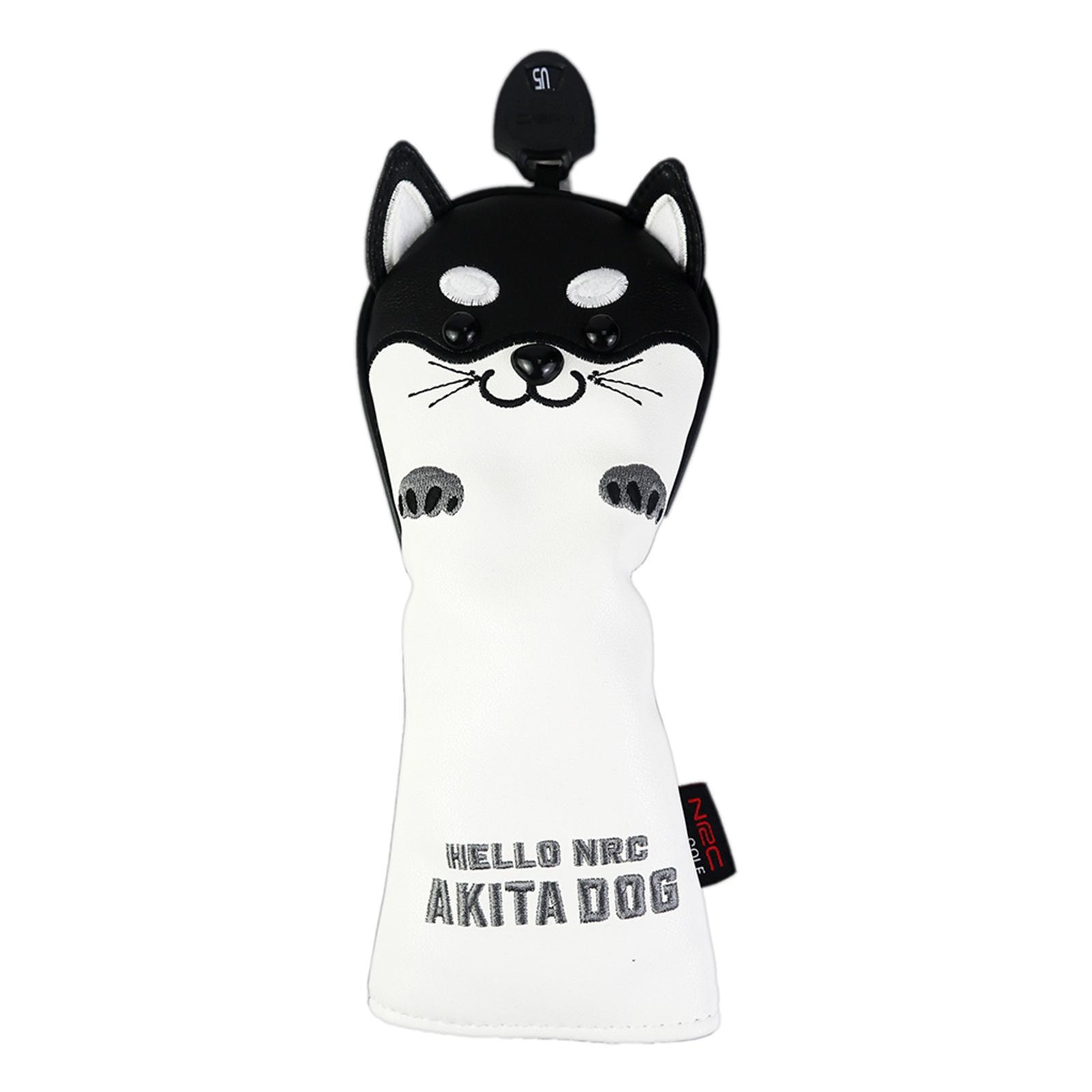 2xGolf Driver Head Cover PU Leather 400cc Woods Stylish Protector with No. Tag FW Black