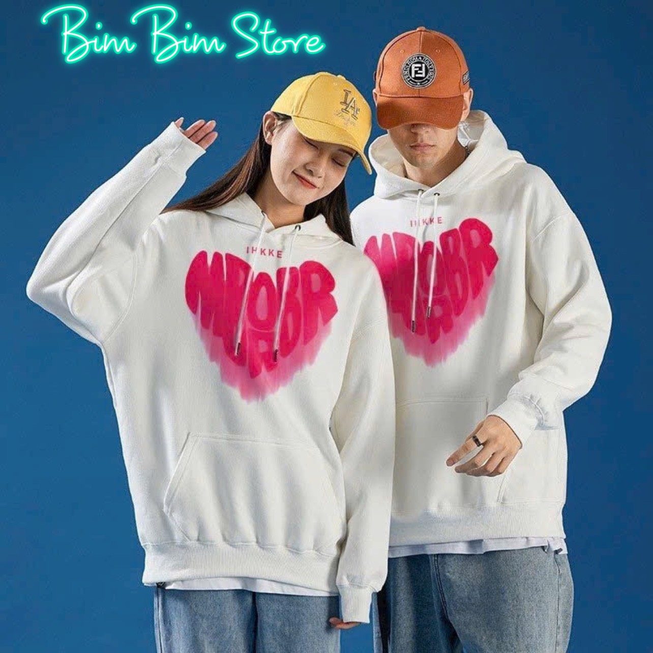 Áo hoodie in nổi tim cặp, nón rộng 2 lớp chính, form rộng 75kg, vải dày mịn, chống nắng tốt