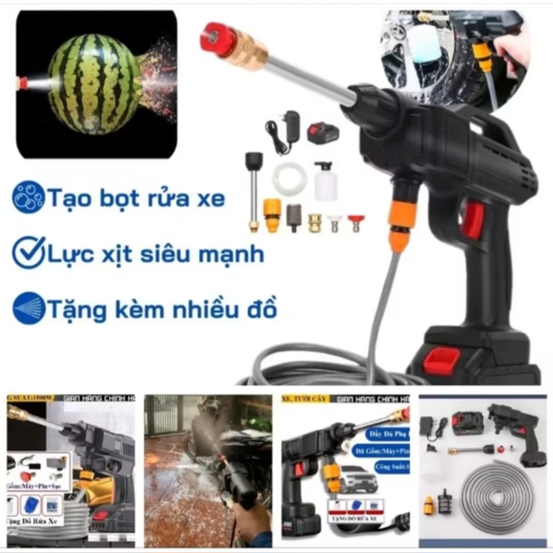 1 MÁY ÁP LỰC PIN XỊT RỬA ĐA CHỨC NĂNG XE MÁY ÔTÔ PHUN THUỐC TƯỜI CÂY
