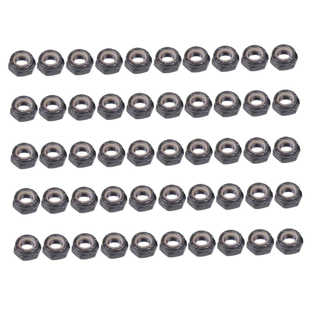 50 Pieces Skateboard Longboard Trucks Wheels Replacement Axle Nuts Hardware