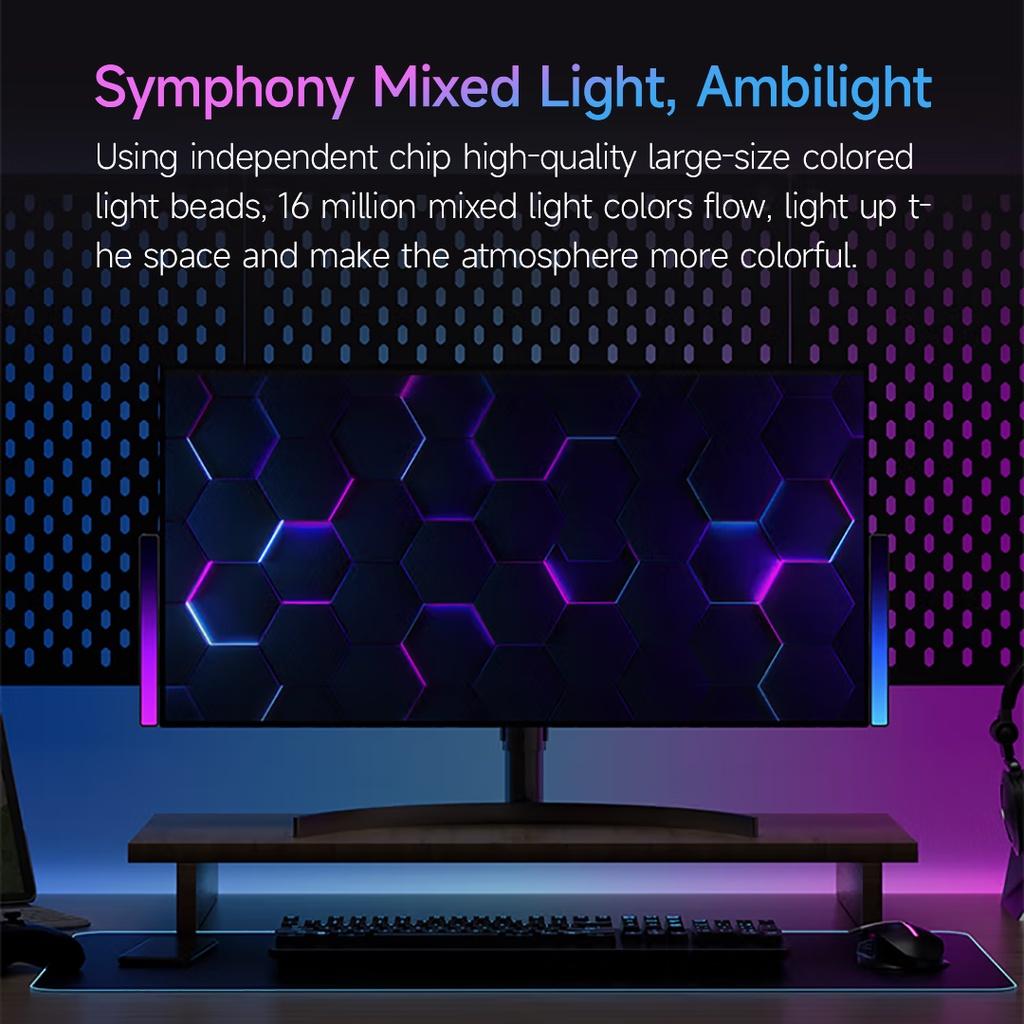 Dây Đèn Led RGB Xiaomi Youpin Yeelight RGB 16 Triệu Phantom Điều Khiển Âm Thanh Có Nhạc Dùng Trang Trí Quán Bar / Xe Hơi / TV