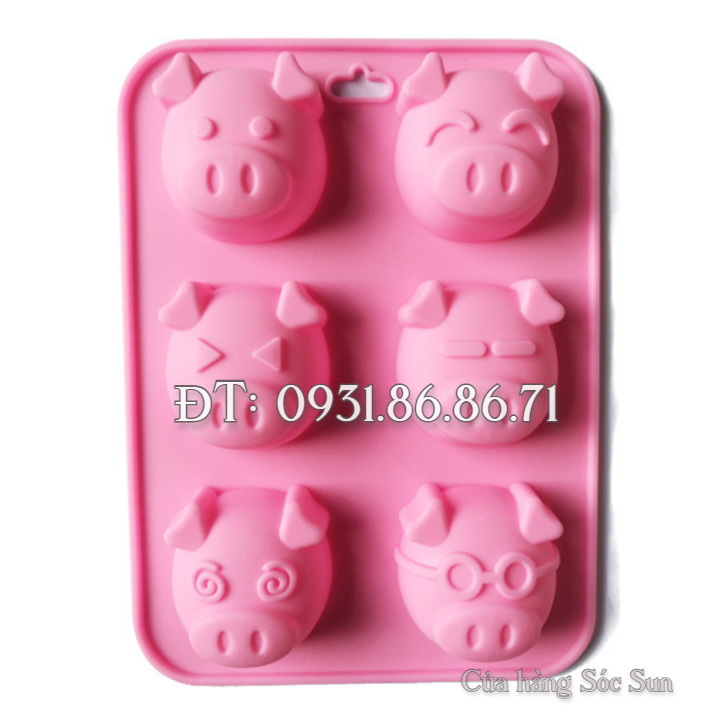 Khuôn silicon 6 heo con biểu cảm – Mã số 1074