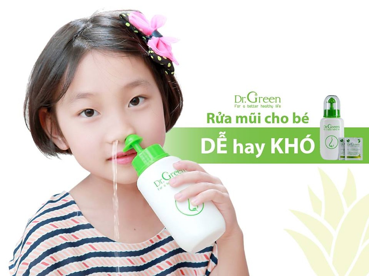 Combo Bình rửa mũi Dr.green + 40 gói muối nha đam