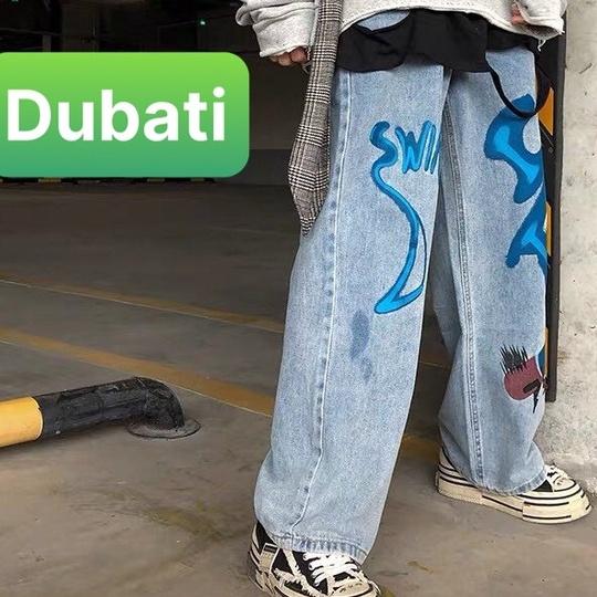 Quần Jean Baggy, Jean Nam Ống Rộng Thêu Họa Tiết Chất Vải Co Giãn Phong Cách Unisex- DB 43- DUBATI FASHION
