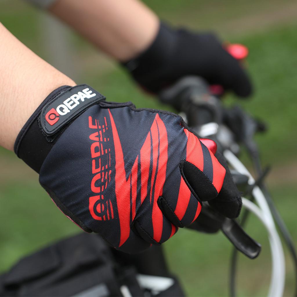 QEPAE Pair Shockproof Cycling Gloves Full Finger Gel Outdoor Sports Gloves Bike Motorcycle Hiking