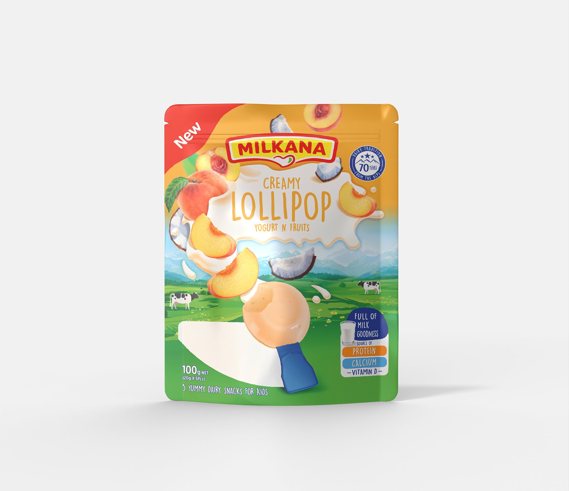Thực phẩm bổ sung Phô mai Milkana Creamy Lollipop vị sữa chua & trái cây
