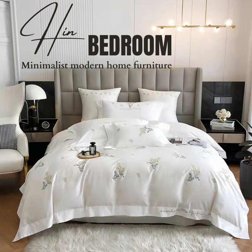 Drap Giường Lụa 80s Bộ Chăn Ga Gối Đệm 5 Món Chăn Chần Bông Lụa Nhà Hin Home Bedding