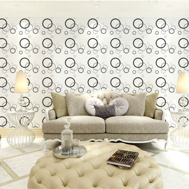 Cuộn 5m Decal Giấy Dán Tường Vòng trong trắng đen
