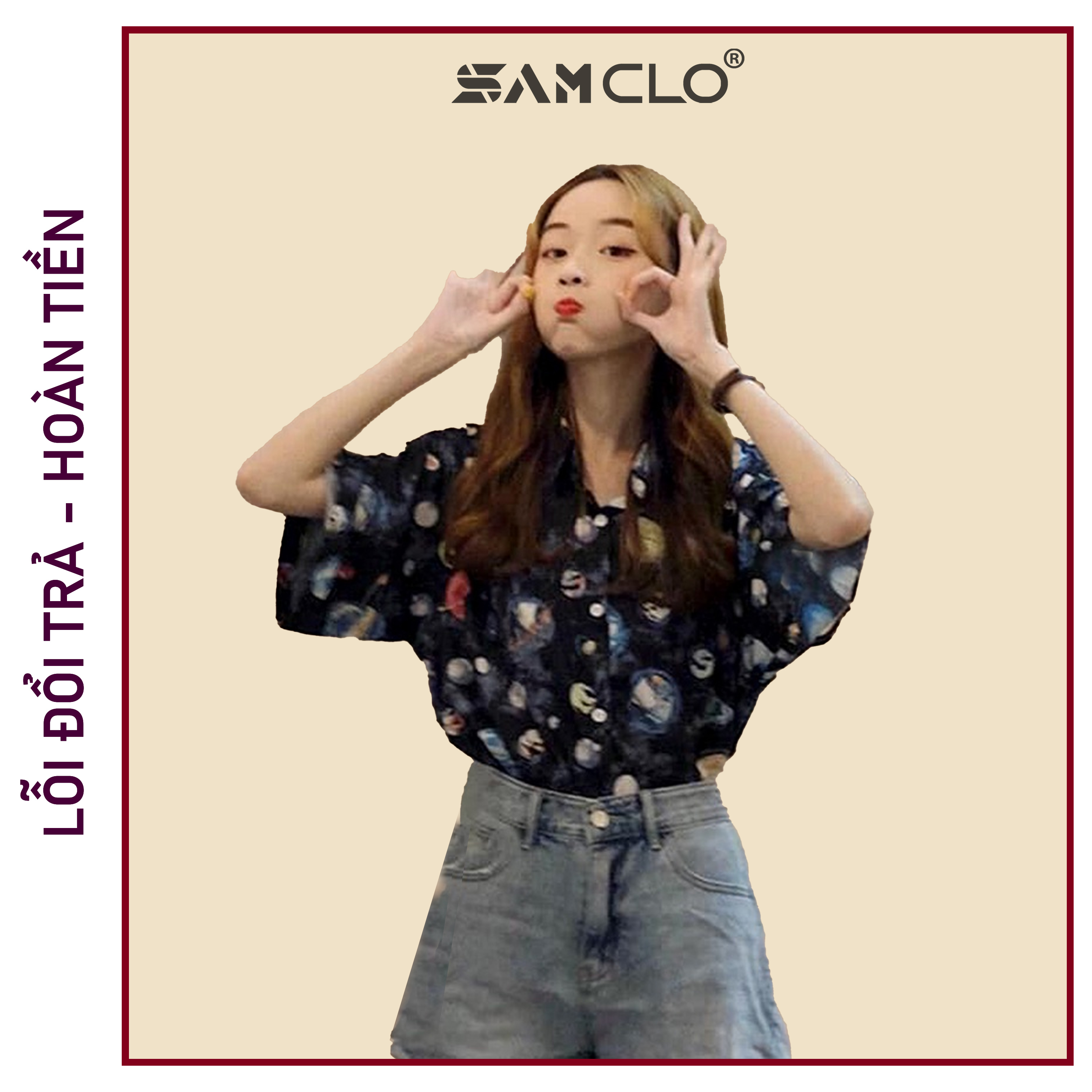 Áo SƠ MI NỮ form rộng in 3D cổ bẻ tay ngắn - lỡ dáng ulzzang freesize unisex mặc cặp, nhóm, hình VŨ TRỤ HÀNH TINH